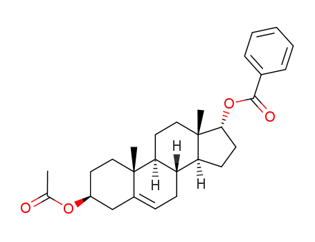 Molecular Structure of 40768-03-4 (androst-5-ene-3β,17α-diyl 3-acetate 17-benzoate)