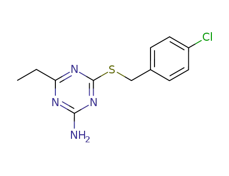 Molecular Structure of 111039-46-4 (4-(4-Chloro-benzylsulfanyl)-6-ethyl-[1,3,5]triazin-2-ylamine)
