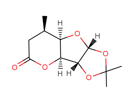 Molecular Structure of 128254-61-5 ((3aR,3bS,7R,7aR,8aR)-2,2,7-Trimethyl-hexahydro-[1,3]dioxolo[4,5]furo[3,2-b]pyran-5-one)