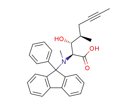 Molecular Structure of 126576-06-5 ((2S,3R,4R)-2-(N-(9-phenylfluoren-9-yl)-N-methylamino)-3-hydroxy-4-methyl-6-octynoic acid)