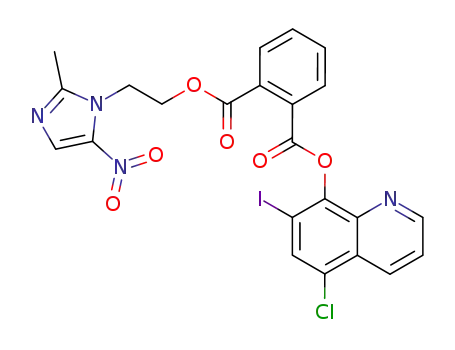 Molecular Structure of 220819-25-0 (1-(5-chloro-7-iodoquinolin-8-yl)-4-<2-(2-methyl-5-nitro-1H-imidazolyl)ethyl>phthalate)