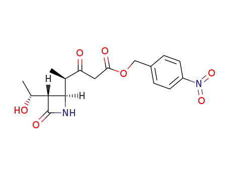 Molecular Structure of 90822-23-4 ((3S,4R)-3-<(1R)-1-hydroxyethyl>-4-<(1R)-1-methyl-3-p-nitrobenzyloxycarbonyl-2-oxopropyl>-2-azetidin-2-one)