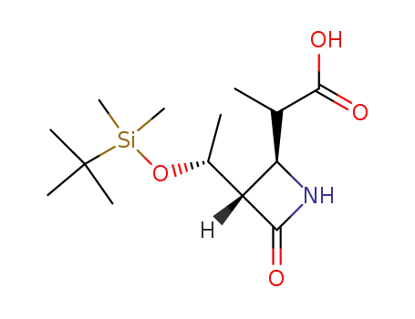 Molecular Structure of 93711-85-4 ((3S,4S)-3-[(R)-1-(tert-butyldimethylsilyloxy)ethyl]-4-[(RS)-1-(hydroxycarbonyl)ethyl]-2-azetidinone)