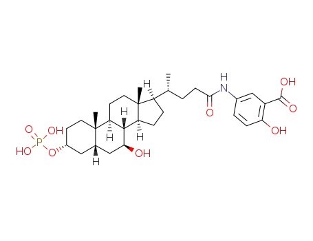 2-Hydroxy-5-[(R)-4-((3R,5R,7S,8R,9S,10S,13R,14S,17R)-7-hydroxy-10,13-dimethyl-3-phosphonooxy-hexadecahydro-cyclopenta[a]phenanthren-17-yl)-pentanoylamino]-benzoic acid