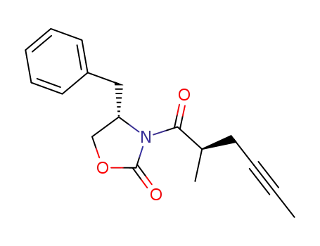 Molecular Structure of 158220-66-7 ((S)-4-Benzyl-3-((R)-2-methyl-hex-4-ynoyl)-oxazolidin-2-one)