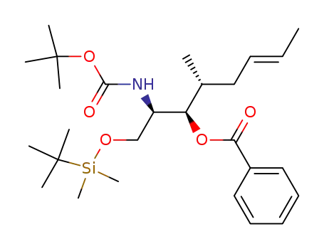Molecular Structure of 372119-47-6 ((2R,3R,4R,6E)-2-tert-butoxycarbonylamino-3-benzoyloxy-1-tert-butyldimethylsilyloxy-4-methyloct-6-ene)