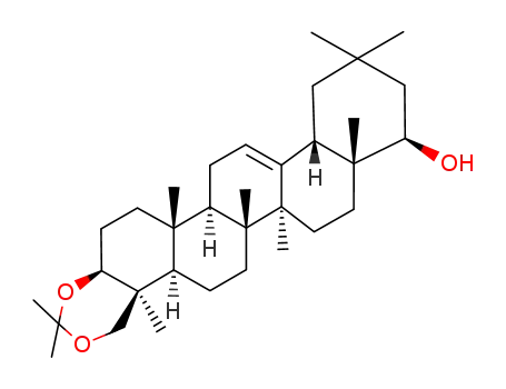 Molecular Structure of 104235-58-7 (22β-hydroxy-3β,24-isopropylidenedioxyolean-12-ene)