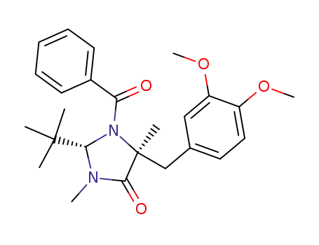 Molecular Structure of 98262-54-5 ((2S,5S)-1-benzoyl-2-(tert-butyl)-5-(3',4'-dimethoxybenzyl)-3,5-dimethylimidazolidin-4-one)