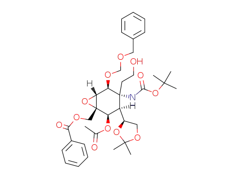 Benzoic acid (1S,2R,3S,4R,5S,6R)-2-acetoxy-5-benzyloxymethoxy-4-tert-butoxycarbonylamino-3-((S)-2,2-dimethyl-[1,3]dioxolan-4-yl)-4-(2-hydroxy-ethyl)-7-oxa-bicyclo[4.1.0]hept-1-ylmethyl ester