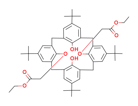 Molecular Structure of 1262336-92-4 (5,11,17,23-tetra-tert-butyl-25,27-di(ethoxycarbonylmethoxy)-26,28-dihydroxycalix[4]arene)