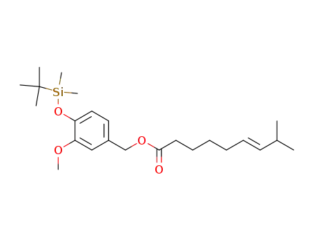Molecular Structure of 1073340-78-9 (4-t-butyldimethylsilyloxy-3-methoxybenzyl (E)-8-methylnon-6-enoate)