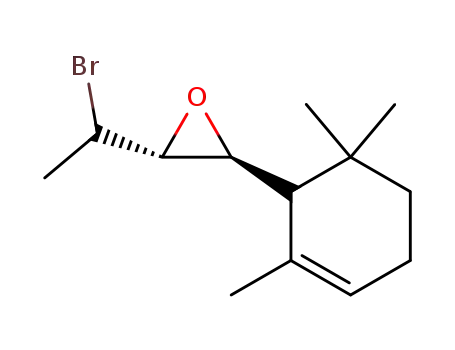 Molecular Structure of 139609-03-3 (Oxirane, 2-(1-bromoethyl)-3-(2,6,6-trimethyl-2-cyclohexen-1-yl)-)