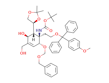 ((1R,2R,5S,6R)-2-Benzyloxymethoxy-6-((S)-2,2-dimethyl-[1,3]dioxolan-4-yl)-5-hydroxy-4-hydroxymethyl-1-{2-[(4-methoxy-phenyl)-diphenyl-methoxy]-ethyl}-cyclohex-3-enyl)-carbamic acid tert-butyl ester