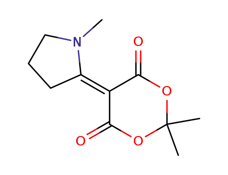 Molecular Structure of 86208-87-9 ((2,2-dimethyl-5-(1-methylpyrrolidin-2-ylidene)-1,3-dioxane-4,6-dione))