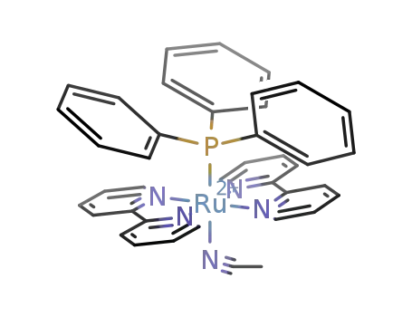 Molecular Structure of 512844-06-3 ({Ru(2,2'-bipyridine)2(NCMe)(PPPh<sub>3</sub>)}<sup>(2+)</sup>)