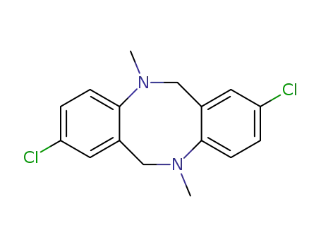 Molecular Structure of 76259-14-8 (2,8-DICHLORO-5,11-DIMETHYL-5,6,11,12-TETRAHYDRO-DIBENZO[B,F][1,5]DIAZOCINE)