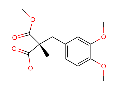 Molecular Structure of 99531-07-4 ((R)-2-(3,4-Dimethoxy-benzyl)-2-methyl-malonic acid monomethyl ester)