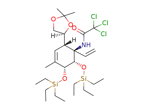 Molecular Structure of 794568-18-6 (2,2,2-Trichloro-N-[(1R,2S,5R,6S)-2-((S)-2,2-dimethyl-[1,3]dioxolan-4-yl)-4-methyl-5,6-bis-triethylsilanyloxy-1-vinyl-cyclohex-3-enyl]-acetamide)
