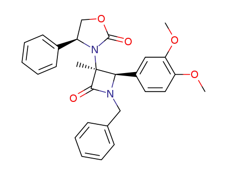 Molecular Structure of 111793-96-5 ((3S,4R)-1-benzyl-3-methyl-3-<2-oxo-(4S)-phenyloxazolidinyl>-4-(3,4-dimethoxyphenyl)azetidin-2-one)