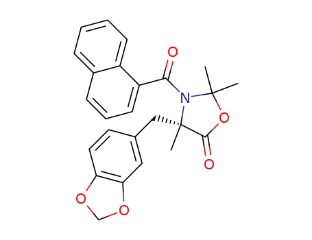 Molecular Structure of 1395919-79-5 ((S)-3-(1-naphthoyl)-4-(benzo[d][1,3]dioxol-5-ylmethyl)-2,2,4-trimethyloxazolidin-5-one)