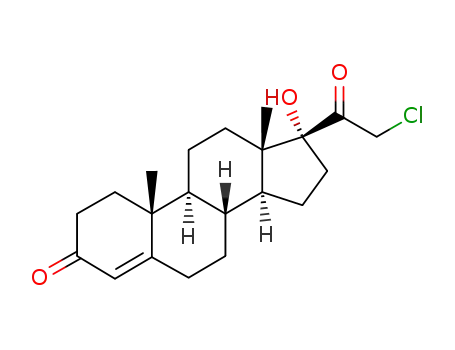 Molecular Structure of 20380-16-9 (17α-hydroxy-21-chloro-4-pregnene-3,20-dione)