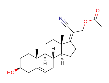Molecular Structure of 88261-14-7 (20-cyanopregna-5,17(20)-diene-3β,21-diol 21-acetate)