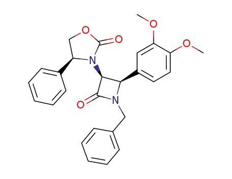 Molecular Structure of 111793-95-4 ((3S,4R)-1-benzyl-3-<2-oxo-4(S)-phenyloxazolidinyl>-4-(3,4-dimethoxyphenyl)azetidin-2-one)