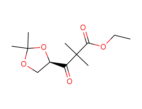 Molecular Structure of 1377411-50-1 (ethyl (R)-3-(2,2-dimethyl-1,3-dioxolan-4-yl)-2,2-dimethyl-3-oxopropanoate)