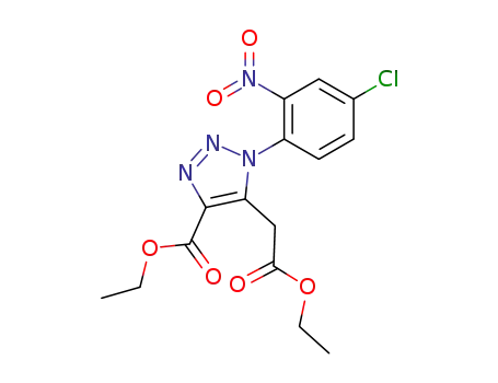 Molecular Structure of 210989-45-0 (1-(4-Chloro-2-nitro-phenyl)-5-ethoxycarbonylmethyl-1H-[1,2,3]triazole-4-carboxylic acid ethyl ester)