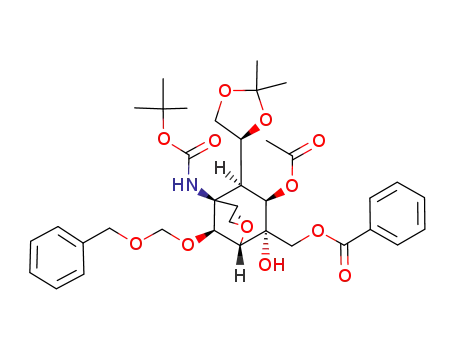 Benzoic acid (1S,5R,6S,7R,8S,9S)-7-acetoxy-9-benzyloxymethoxy-5-tert-butoxycarbonylamino-6-((S)-2,2-dimethyl-[1,3]dioxolan-4-yl)-8-hydroxy-2-oxa-bicyclo[3.3.1]non-3-en-8-ylmethyl ester