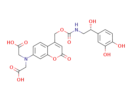Molecular Structure of 1031721-23-9 (N-{{7-[bis(carboxymethyl)amino]coumarin-4-yl}methyloxycarbonyl}-L-norepinephrine)