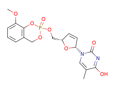 Thymidine, 2,3-didehydro-3-deoxy-5-O-(8-methoxy-2-oxido-4H-1,3,2-benzodioxaphosphorin-2-yl)-