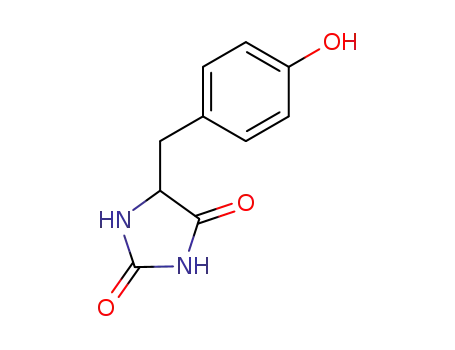Molecular Structure of 58942-04-4 (5-[(4-hydroxyphenyl)methyl]imidazolidine-2,4-dione)