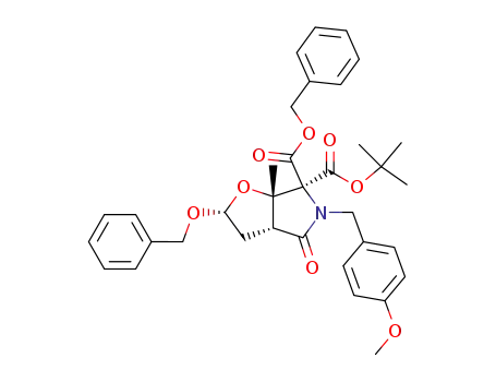(2R,3aR,6S,6aS)-2-Benzyloxy-5-(4-methoxy-benzyl)-6a-methyl-4-oxo-hexahydro-furo[2,3-c]pyrrole-6,6-dicarboxylic acid benzyl ester tert-butyl ester