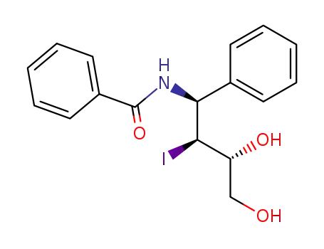 Molecular Structure of 229648-90-2 (N-((1S,2S,3R)-3,4-Dihydroxy-2-iodo-1-phenyl-butyl)-benzamide)