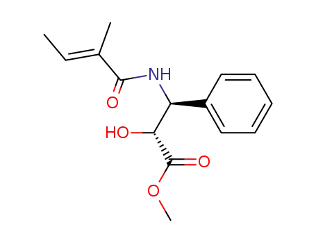 Molecular Structure of 71610-01-0 ((2R,3S)-2-Hydroxy-3-((E)-2-methyl-but-2-enoylamino)-3-phenyl-propionic acid methyl ester)