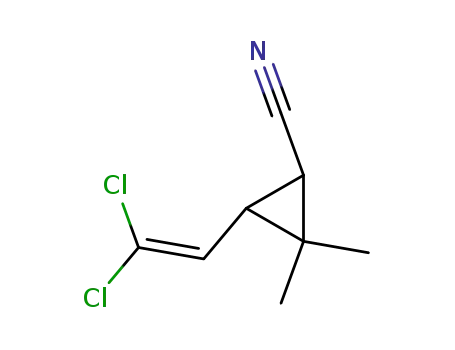 Molecular Structure of 61820-11-9 (Cyclopropanecarbonitrile, 3-(2,2-dichloroethenyl)-2,2-dimethyl-)