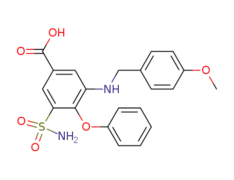 Molecular Structure of 32633-10-6 (3-(4-Methoxy-benzylamino)-4-phenoxy-5-sulfamoyl-benzoesaeure)