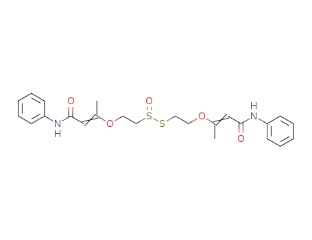 Molecular Structure of 102437-86-5 (S-<2-<<1-methyl-3-oxo-3-(phenylamino)-1-propenyl>oxy>ethyl> 2-<<1-methyl-3-oxo-3-(phenylamino)-1-propenyl>oxy>ethanethiosulfinate)