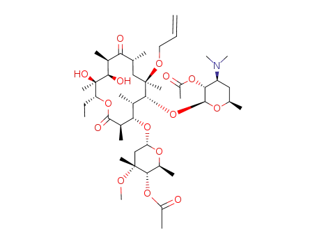 Molecular Structure of 198557-85-6 (acetic acid 2-[4-(5-acetoxy-4-methoxy-4,6-dimethyl-tetrahydro-pyran-2-yloxy)-7-allyloxy-14-ethyl-12,13-dihydroxy-3,5,7,9,11,13-hexamethyl-2,10-dioxo-oxacyclotetradec-6-yloxy]-4-dimethylamino-6-methyl-tetrahydro-pyran-3-yl ester)