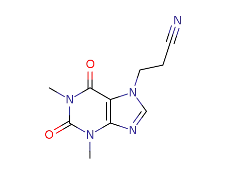 Molecular Structure of 1811-38-7 (3-(1,3-dimethyl-2,6-dioxo-1,2,3,6-tetrahydro-7H-purin-7-yl)propanenitrile)