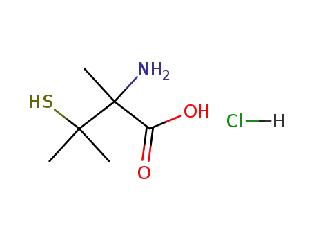 Molecular Structure of 88168-76-7 ((2-RS)-2-amino-3-mercapto-2,3-dimethylbutanoic acid hydrochloride)