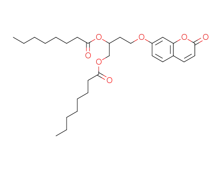 Molecular Structure of 646065-71-6 (Octanoic acid,
1-[2-[(2-oxo-2H-1-benzopyran-7-yl)oxy]ethyl]-1,2-ethanediyl ester)