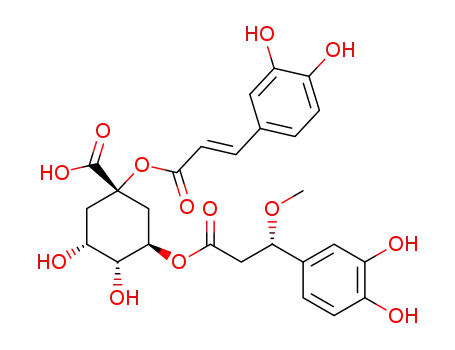 Molecular Structure of 1426417-41-5 (1-O-trans-caffeoyl-5-O-7,8-dihydro-7α-methoxycaffeoylquinic acid)