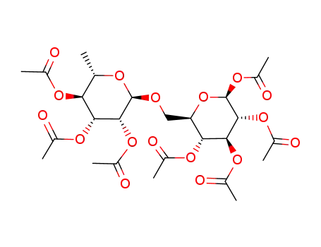 Molecular Structure of 5239-09-8 (6-O-(2-O,3-O,4-O-Triacetyl-6-deoxy-α-L-mannopyranosyl)-β-D-glucopyranose tetraacetate)