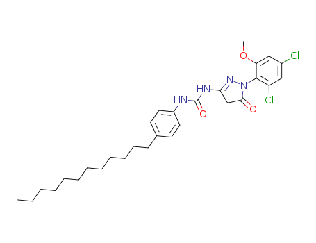 Urea,N-[1-(2,4-dichloro-6-methoxyphenyl)-4,5-dihydro-5-oxo-1H-pyrazol-3-yl]-N'-(4-dodecylphenyl)-