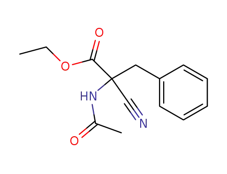 Molecular Structure of 21132-20-7 (Phenylalanine, N-acetyl-a-cyano-, ethyl ester)