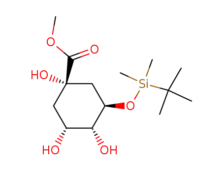 Molecular Structure of 135711-58-9 (Methyl (1S,3R,4R,5R)-3-<(tert-Butyl)dimethylsilyloxy>-1,4,5-trihydroxycyclohexane-1-carboxylate)