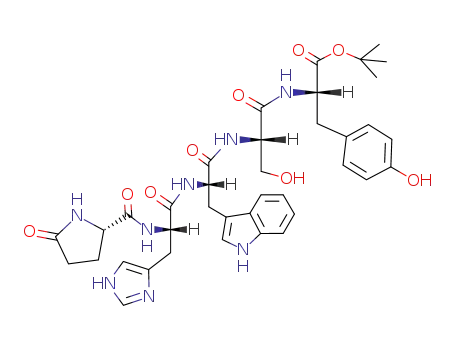 Molecular Structure of 142822-22-8 (L-pyroglutamyl-L-histidyl-L-trypthophyl-L-seryl-L-tyrosine tert-butyl ester)