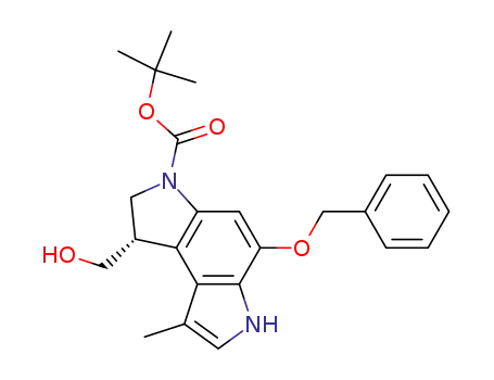 Molecular Structure of 112836-67-6 ((S)-1,6-dihydro-1-(hydroxymethyl)-8-methyl-5-(phenylmethoxy)-benzo[1,2-b:4,3-b']dipyrrole-3(2H)-carboxylic acid 1,1-dimethylethyl ester)